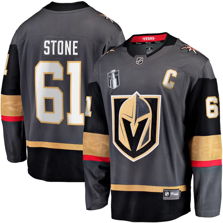 Men Vegas Golden Knights #61 Mark Stone Fanatics Branded Black 2023 Stanley Cup Final Alternate Breakaway Player NHL Jersey